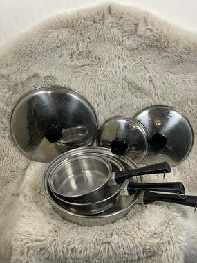 Vintage Fashion Manor J.C. Penney Stainless Steel Pot/Pan Set w/Lids - 6 Piece